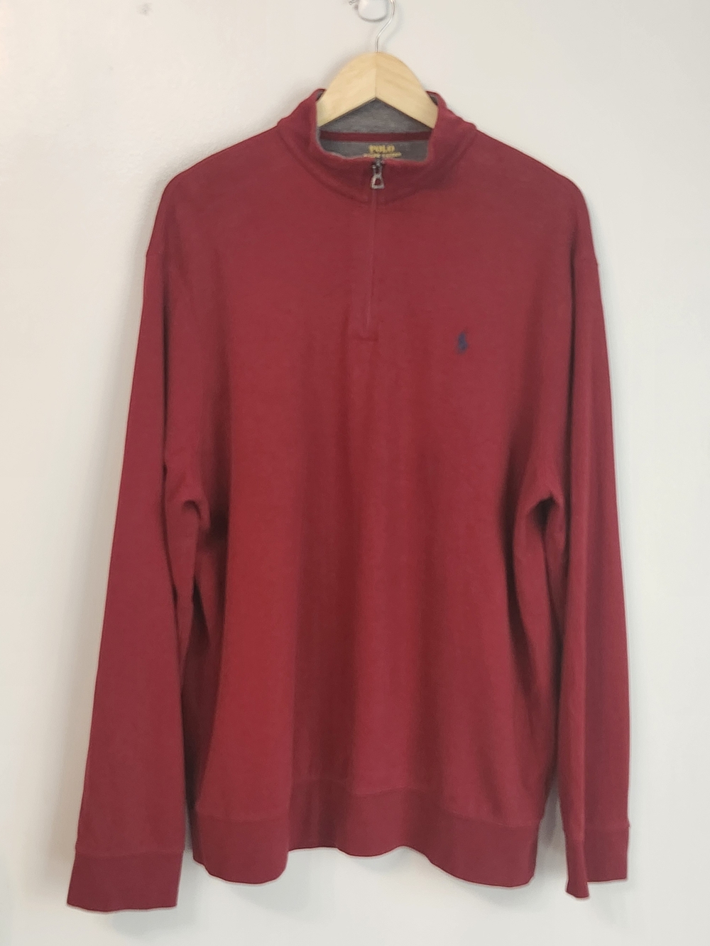 Polo Ralph Lauren Men’s XL Red 1/4 Zip Pullover Sweater Cotton Pony